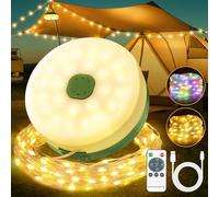 Guirlande Lumineuse de Camping Enroulable 10m, Rechargeable USB Lampe Camping, 2500mAh, 9 Modes Éclairage, Étanche IPX4 Pour Tente, Jardin, Randonnée, Noël, Décoration Extérieure Intérieure