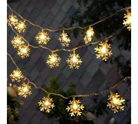 Guirlande Lumineuse de Flocon de Neige, 6M 40 LED Décoration de Noël Guirlande Lumineuse à pile, 8 Modes d'éclairage, Guirlande Lumineuse Exterieure Intérieure pour Chambre à Coucher, Décor de Fête