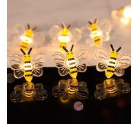 Guirlande lumineuse de jardin à LED en forme d'abeille, 20 LED mignonnes en forme d'abeille, fonctionne à piles, décoration de mariage, guirlande lumineuse pour mariage, fête, balcon, cour, cour