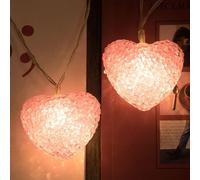 Guirlande lumineuse de la Saint-Valentin avec pile, 3m 20 LED rose Coeur Décoration, Guirlande lumineuse Coeur Blanc Chaud, Intérieur Forme de Coeur Eclairage Pour Table Mariage Fête