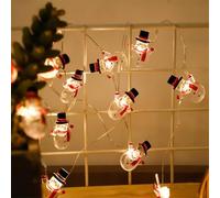 Guirlande lumineuse de Noël, 2 m, 20 LED,Bonhomme de neige décoration de Noël,guirlande lumineuse de Noël blanc chaud, guirlande lumineuse à thème de Noël à LED pour sapin de Noël, chambre,fête,balcon