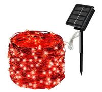 Guirlande lumineuse de Noël - 30 mètres - Énergie solaire - Rouge