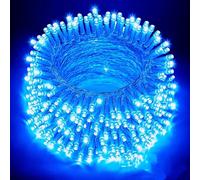 Guirlande lumineuse de Noël 80 LED bleues pour extérieur, 10 m, guirlande lumineuse scintillante pour sapin de Noël, guirlande lumineuse à piles, décoration d'intérieur pour fête, intérieur, patio