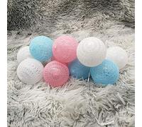Guirlande lumineuse de Noël à Boules de Coton 30pcs, DOTBUY Guirlande Lumineuse LED à Piles pour Décoration de Jardin Halloween Éclairage de Noël, Intérieur, Mariage (Bleu et rose,4.8M/30LED)