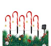 Guirlande lumineuse de Noël en forme de canne à sucre d'orge, 30 perles LED étanches, décoration de Noël, lampe solaire en sucre d'orge, pour allée, terrasse, cour, porche, balcon, clôture, pelouse