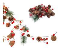 Guirlande Lumineuse De Noël En Forme De Pommes De Pin, 2 M 20 LED Fonctionne À Piles, Guirlande Lumineuse LED Avec Pommes De Pin,Baies Rouges, Aiguilles Et Cloches Pour Noël, Fête,décoration La Maison