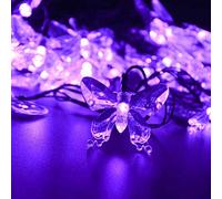 Guirlande Lumineuse de Papillons,KINGCOO Étanche 16FT 20LED Papillons Lampe Solaire Veilleuse Noël Décoratif Lumières pour Maison Mariage Jardin Porche Balcon Éclairage Décorations (Violet)