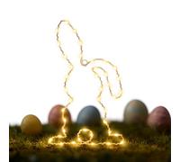 Guirlande lumineuse de Pâques en métal électronique 32 x 19 x 1 cm | Lampe de fenêtre LED avec minuteur, alimentée par piles, télécommande, utilisation intérieure et extérieure | Décoration de