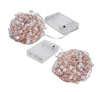 Guirlande Lumineuse De Perles De Perles, 2pcs 10m/32.8ft Guirlande Lumineuse De Fées à Piles Guirlande Lumineuse De Fées De Perles Lumières De Fil De Cuivre Blanc Chaud Pour Intérieur Extérieur