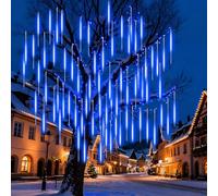 Guirlande Lumineuse de Pluie de Météores Extérieur, 960LED 50cm 20 Tubes Lumineuses de Noël Exterieur Décoration, IP65 Étanche Météore Pluie Guirlandes Arbre Mariage Intérieur Fête Jardin(Bleu)