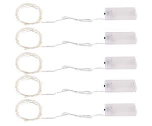 Guirlande lumineuse décoration de Noël fil lumineux chaîne lumineuse décorative, plastique métal argent, batterie, 20x LED 3000K blanc chaud, L 220 cm, lot de 5