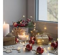 Guirlandes lumineuses LED Décoration de Noël Lumière Étoiles Boules Déco, fonctionnant sur piles Décoration de l'Avent