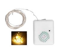 Guirlande lumineuse décorative de Noël de 9,8 pieds - Haut-parleur à détection vocale (musique joyeuse) - Lampe en fil de cuivre (ABS) alimentée par batterie pour l'intérieur et (Lumière chaude)