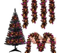 Guirlande lumineuse décorative pour Halloween - 5 m - 50 LED - Guirlande brillante - Décoration de jardin - Citrouille fantôme araignée chauve-souris - Guirlande de porte pour carnaval, automne, fête