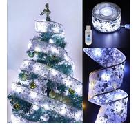 Guirlande lumineuse décorative pour sapin de Noël, 32 pieds, 100 LED, fil de cuivre, ruban lumineux (largeur 5 cm, blanc)