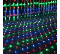 Guirlande lumineuse d'extérieur 192 LED 3 x 2 m pour jardin, patio, filet lumineux balco Fee Mesh Fairy Light étanche multicolore