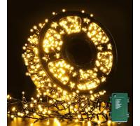 Guirlande lumineuse d'extérieur à 1000 LED, 50 m, 8 modes, à piles, pour intérieur et extérieur, avec minuterie de 6 h, blanc chaud, étanche, décorations de Noël pour sapin de Noël, chambre, jardin