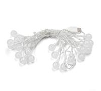 Guirlande lumineuse d'extérieur à DEL de 10 m avec 80 boules à bulles avec alimentation USB pour tente, jardin, décoration de fête, étanche IP44, blanc chaud (10 m, 80 lumières toujours allumées par