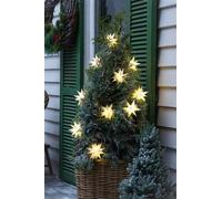 Guirlande lumineuse d'extérieur "Etoiles" 230 cm de long, 10 LED, avec pile + minuterie, décoration lumineuse pour salon, balcon & jardin, résistant aux intempéries pour l'extérieur