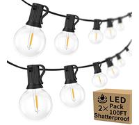 Guirlande lumineuse d'extérieur G40 LED 6,1 m (100 x 2) à intensité variable, étanche, incassable, avec 103 ampoules connectables, pour Noël, terrasse, maison, jardin, balcon, fête