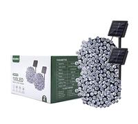 Guirlande Lumineuse d'Extérieur Solaire, 2 Bandes de 100 LEDs Blanches, 24M, 8 Modes, Certificat CE et RoHS