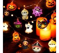 Guirlande lumineuse d'Halloween de 20 m, lanterne LED de 300 x 5 cm, décoration d'Halloween, éclairage esthétique pour balcon, mur, terrasse, allée, fête, mariage, cheminée, salle de classe, jardin