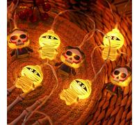 Guirlande lumineuse d'Halloween de 3 mètres - 20 LED citrouilles, araignées, squelettes et momies - 2 modes pour décoration intérieure et fête