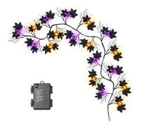 Guirlande Lumineuse d'halloween - Décoration Halloween avec Orange et Chauves-Souris Lumineuses à LED | 8 Modes Etanche Décoration Intérieur Extérieur Balcon Fenêtre Cheminée Salon