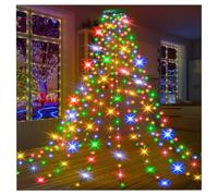 Guirlande lumineuse d'intérieur pour sapin de Noël, 200/280/300/400 DEL, avec anneau supérieur, 8 modes et télécommande, étanche pour décorations de fête, prise USB (multicolore, 1,5 m/200 LED)