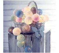 Guirlande Lumineuse en Boule de Coton à LED, 40 boules 6M USB rideau en coton veilleuse pour chambre à coucher, mariage, fête, chaîne lumineuse d'intérieur pour fête de Noël d'Hallo(Size:6m,Color:B)