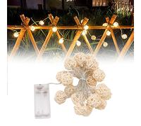 Guirlande Lumineuse en Boule de Rotin 3 Mètres avec 20 LED à Piles - Décoration pour Anniversaire et Fêtes