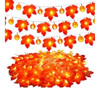 Guirlande Lumineuse en Feuille D'érable, 6m 40 LED, Fonctionnement à Piles, Decoration Automne pour Halloween, pour L'extérieur, La Maison,Thanksgiving,Noël,Fête Decoration