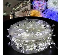 Guirlande lumineuse en fil de cuivre à effet pétard, Guirlande lumineuse en fil de cuivre à pétards, Guirlande lumineuse LED en fil de cuivre à pétards, Guirlande lumineuse de Noël à grappes (Blanc