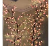 Guirlande lumineuse en forme de branche de fleurs roses - 8 modes - Décorations murales d'intérieur pour maison, chambre à coucher, fenêtre, porte, Noël, mariage, vacances