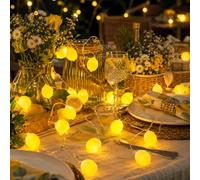 Guirlande lumineuse en forme de citron, 1,5 m, 10 LED, guirlande lumineuse en forme de citron, alimentée par piles, lumière citron, lumière décorative pour terrasse, alimentée par piles pour carnaval