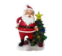 Guirlande lumineuse en résine pour sac de Père Noël et arbre à énergie solaire pour décoration de vacances en plein air, conçue pour les terrasses, balcons et jardins (Père Noël)