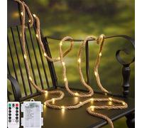 Guirlande lumineuse en toile de jute avec 40 LED - Alimentée par piles - 8 modes avec télécommande - Pour jardinage, camping, loisirs créatifs, décoration de Noël, de mariage - 2 m x 6 mm