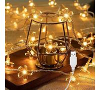 Guirlande lumineuse ENLACE de cerisiers en fleurs - 3M 20 LED - Guirlande lumineuse fleurs avec USB - Blanc chaud - Guirlande lumineuse pour jardin, mariage, intérieur, extérieur, terrasse, arbres