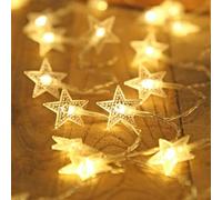 Guirlande Lumineuse Étoilée - 20 LED Lumières Extérieures en Étoiles | Guirlande Lumineuse Décorative pour Mur Fenêtre Plafond Chambre Arbre Fêtes Intérieur Noël Tente