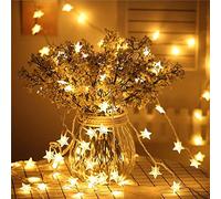 Guirlande lumineuse étoiles 40 LED 6 m, 2 modes d'éclairage, fonctionnement sur piles, décoration de Noël, décoration de table, décoration d'hiver pour l'intérieur et l'extérieur