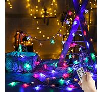 Guirlande Lumineuse Étoiles de Noël 100 LED 8 modes avec USB rechargeable pour extérieur,intérieur,chambre,jardin,fête,anniversaire,mariage(télécommande incluse) Multicolore