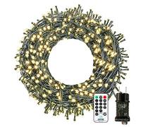 Guirlande Lumineuse Extérieur, 10M 100 LED Guirlande Lumineuse Sapin de Noël 8 Modes avec Minuterie et Mémoire, IP65 Étanche pour Extérieur Intérieur Chambre Balcon Jardin Noël Mariage, Blanc Chaud