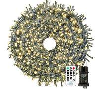 Guirlande Lumineuse Extérieur, 50M 500 LED Guirlande Lumineuse Sapin de Noël 8 Modes avec Minuterie et Mémoire, IP65 Étanche pour Extérieur Intérieur Chambre Balcon Jardin Noël Mariage, Blanc Chaud