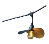 Lumisky Guirlande lumineuse extérieure HAT LIGHT 10 LED E27 – abat-jour acier doré effet cage 6 m