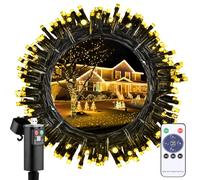 Guirlande Lumineuse Exterieur Noel à Pile, 10M 100 LED Guirlande Intérieur Blanc Chaud avec Télécommande/8 Modes/Timer, IP44 Étanche Lumières Decoration pour Chambre, Fête, Mariage, Escalier, Jardin