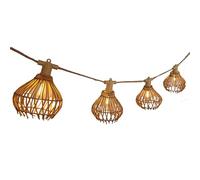 Guirlande lumineuse extérieur raccordable 10 abat-jour en polyrotin ROTILIA LIGHT HYBRID blanc chaud 8m solaire et sur secteur