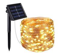 Guirlande Lumineuse Exterieur Solaire, 10m 100 LED Guirlande Guinguette Solaire Exterieure Étanche 8 Modes Décoration Lumière pour Jardin, Terrasse, Maison, Noël, Mariage