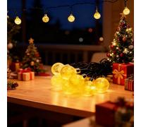 Guirlande Lumineuse Extérieur Solaire, 60 LED 11 m, Blanc Chaud, IP65, Résistante à l'hiver, Capteur Crépusculaire, 12 Heures de Lumière Continue, pour Jardin, Patio, Mariage, Fête, Noël