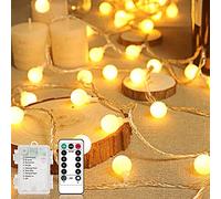Guirlande Lumineuse Exterieure, 10m 100 LEDs Guirlande lumineuse LED à Pile, Étanche IP65, 8 Modes avec Télécommande Idéale pour le Balcon, Chambres, Noël Décoration (Blanc Chaud)