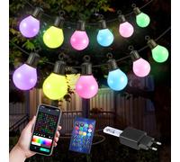Guirlande Lumineuse Exterieure, 30M Guirlande Guinguette Exterieur avec 50 LED, Télécommande et App, Minuterie, 16 Millions de Couleurs et 58 Modes de Scène, Guirlande Exterieur pour Jardin Fête